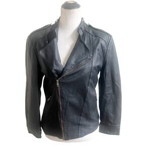 Vintage Wells Of Nottingham Genuine Leather Jacket Super Glazed Napa Moto Style
